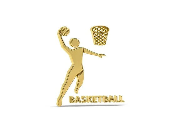 Zlatá Basketbalová Ikona Izolovaná Bílém Pozadí Vykreslení — Stock fotografie