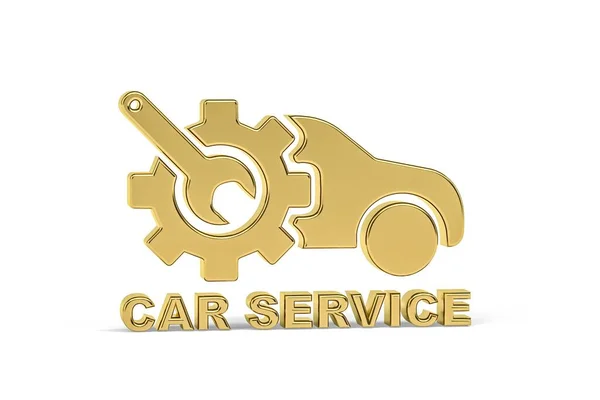Golden Car Repair Icon Isolated White Background Render — Stock Photo, Image