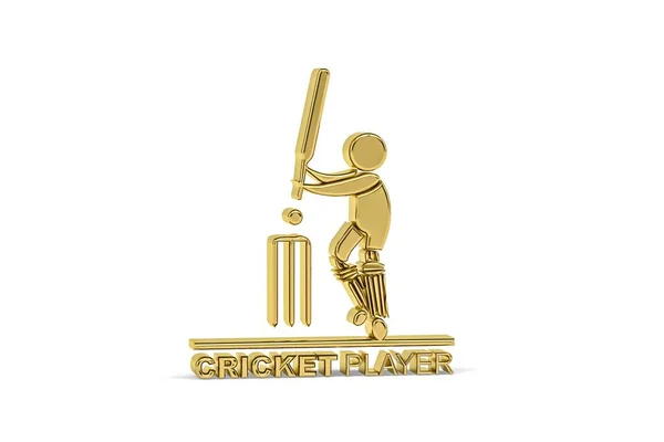 Golden Cricket Icoon Geïsoleerd Witte Achtergrond Render — Stockfoto