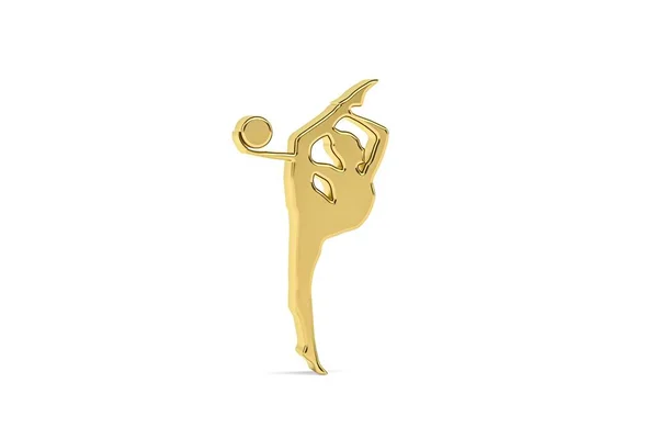 Golden Gymnastik Ikon Isolerad Vit Bakgrund Render — Stockfoto