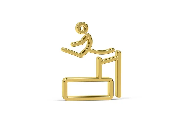 Golden High Jump Ikon Isolerad Vit Bakgrund Render — Stockfoto