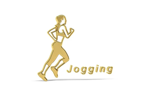 Icono Jogging Dorado Aislado Sobre Fondo Blanco Render —  Fotos de Stock