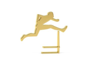 Beyaz arkaplanda izole edilmiş Altın 3d engelli yarış simgesi - 3B oluşturma