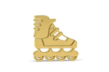 Beyaz arkaplanda izole edilmiş altın 3d paten simgesi - 3B oluşturma