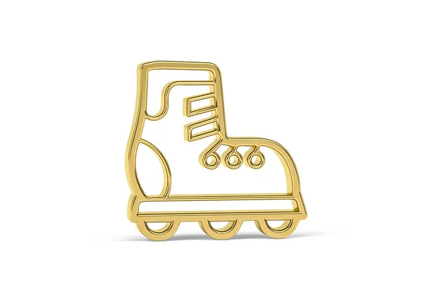 Goldenes Rollerblading Symbol Isoliert Auf Weißem Hintergrund Render — Stockfoto