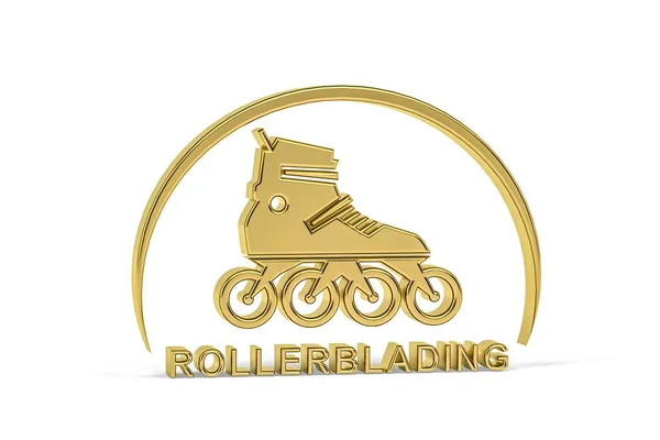 Golden Rollerblading Icon 렌더링 — 스톡 사진