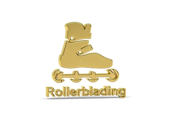 Golden Rollerblading Icon 렌더링 — 스톡 사진