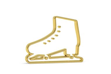 Beyaz arkaplanda izole edilmiş altın 3d paten simgesi - 3d oluşturma