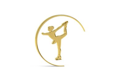 Beyaz arkaplanda izole edilmiş altın 3d paten simgesi - 3d oluşturma