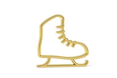 Beyaz arkaplanda izole edilmiş altın 3d paten simgesi - 3d oluşturma