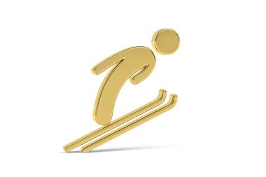 Beyaz arkaplanda izole edilmiş 3d kayak atlama simgesi - 3d oluşturma