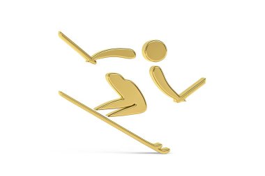 Beyaz arkaplanda izole edilmiş 3d kayak atlama simgesi - 3d oluşturma