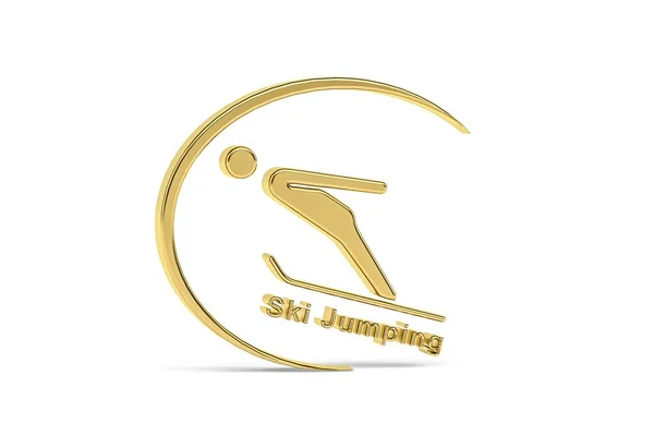 Golden Ski Jumping Icoon Geïsoleerd Witte Achtergrond Render — Stockfoto