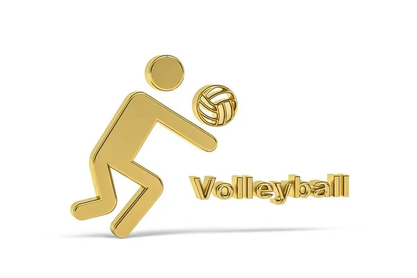 Golden Volleybal Pictogram Geïsoleerd Witte Achtergrond Render — Stockfoto