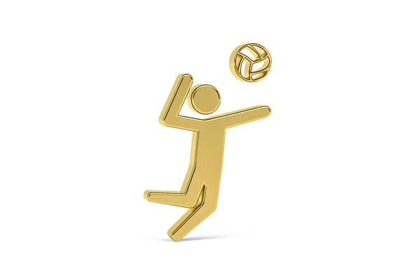 Golden Volleybal Pictogram Geïsoleerd Witte Achtergrond Render — Stockfoto