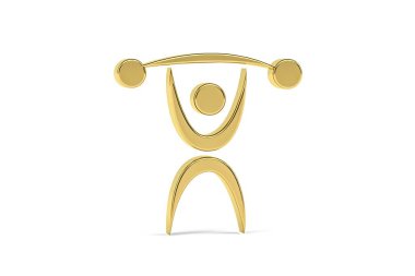 Beyaz arkaplanda izole edilmiş altın 3d ağırlık kaldırma simgesi - 3d biçimlendirici