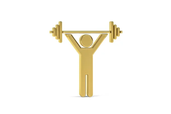 Golden Weightlifting Icon Isolated White Background Render — Stock Photo, Image