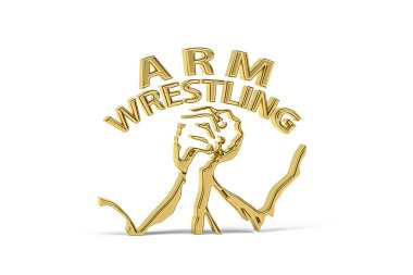 Beyaz arkaplanda izole edilmiş Altın 3D güreş simgesi - 3D görüntüleme