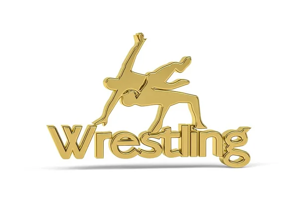Ícone Wrestling Dourado Isolado Fundo Branco Renderização — Fotografia de Stock