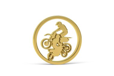 Beyaz arkaplanda izole edilmiş Altın 3d motokros simgesi - 3B oluşturma