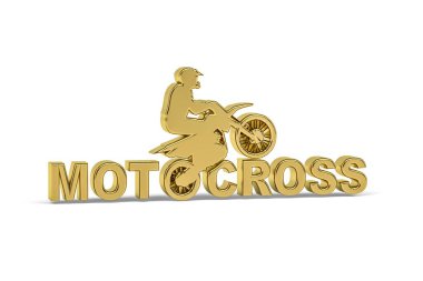 Beyaz arkaplanda izole edilmiş Altın 3d motokros simgesi - 3B oluşturma