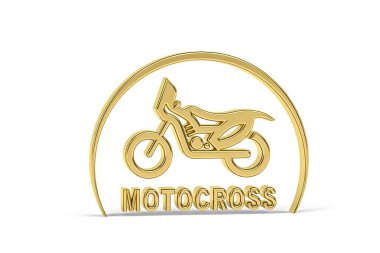 Beyaz arkaplanda izole edilmiş Altın 3d motokros simgesi - 3B oluşturma