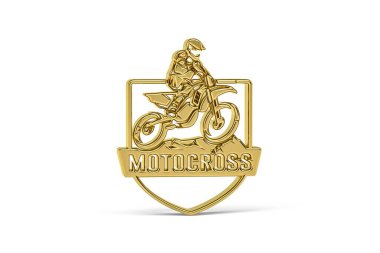 Beyaz arkaplanda izole edilmiş Altın 3d motokros simgesi - 3B oluşturma