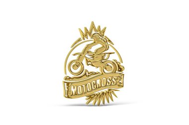 Beyaz arkaplanda izole edilmiş Altın 3d motokros simgesi - 3B oluşturma