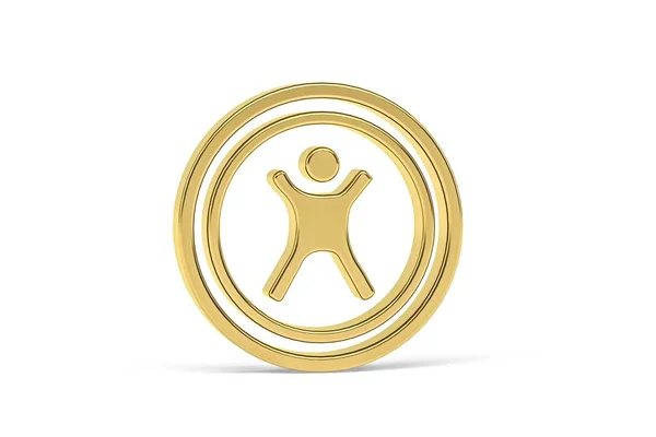 Golden Zorbing Pictogram Geïsoleerd Witte Achtergrond Render — Stockfoto