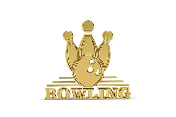 Golden Bowling Pictogram Geïsoleerd Witte Achtergrond Render — Stockfoto