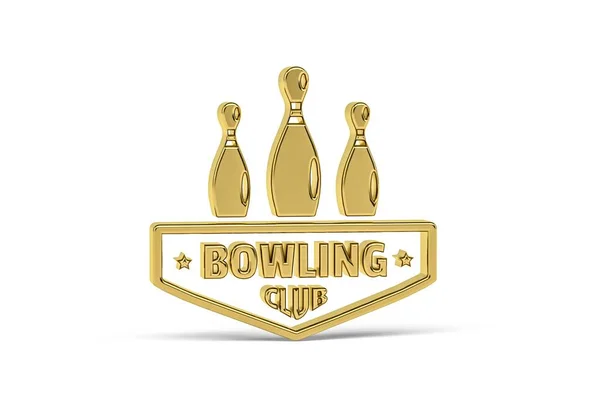 Golden Bowling Ikona Izolované Bílém Pozadí Vykreslení — Stock fotografie