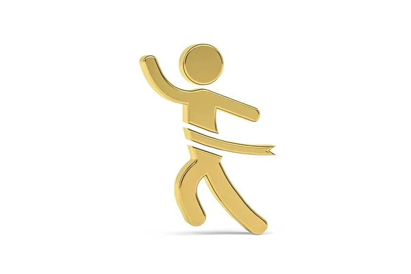 Ícone Dourado Maratona Isolado Fundo Branco Renderizar — Fotografia de Stock