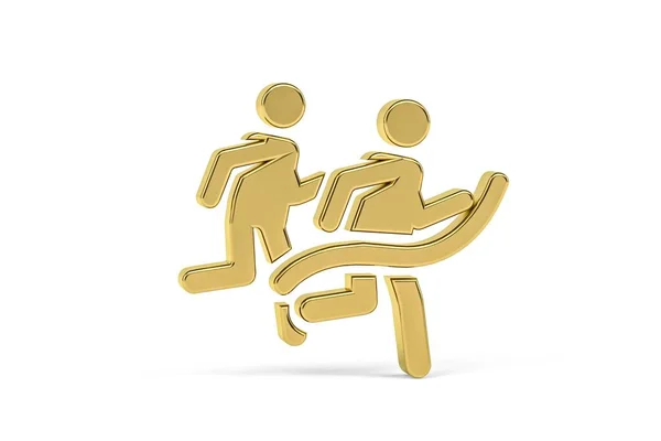 Golden Marathon Icon Isolated White Background Render — Stock Photo, Image