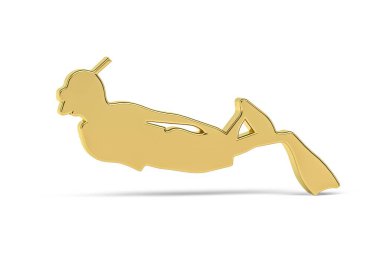 Beyaz arkaplanda izole edilmiş Altın 3d şnorkelleme simgesi - 3B oluşturma