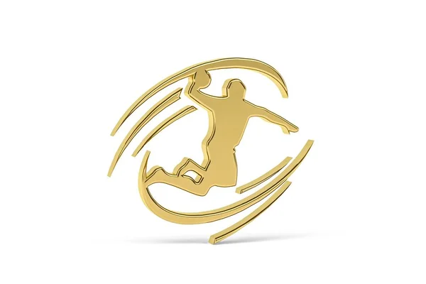 Golden Handball Icon Isolated White Background Render — Stock Photo, Image