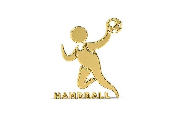 Golden Handbal Pictogram Geïsoleerd Witte Achtergrond Render — Stockfoto