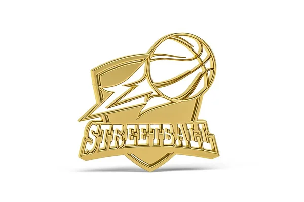 Golden Streetball Ikon Isolerad Vit Bakgrund Render — Stockfoto