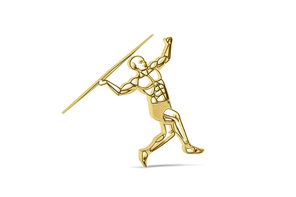 Golden Javelin Throwing Icon Isolated White Background Render — Stock Photo, Image