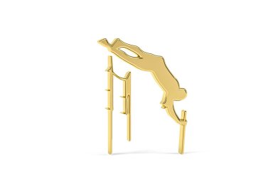 Beyaz arkaplanda izole edilmiş Altın 3d sırıkla atlama simgesi - 3d oluşturma