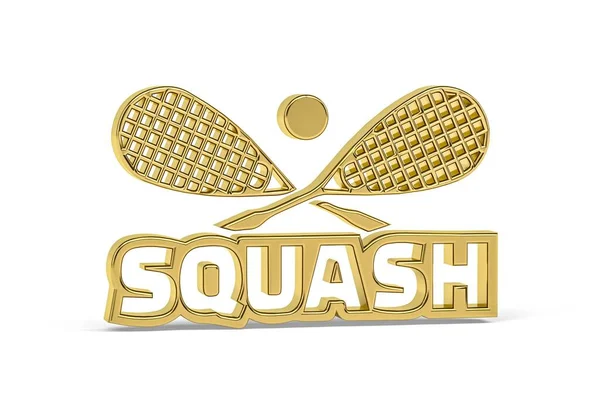 Ícone Squash Dourado Isolado Fundo Branco Renderização — Fotografia de Stock