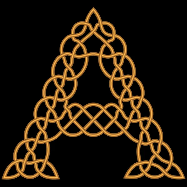 Oro o rame retrò lettera A viene visualizzato nel celtico antico — Vettoriale Stock