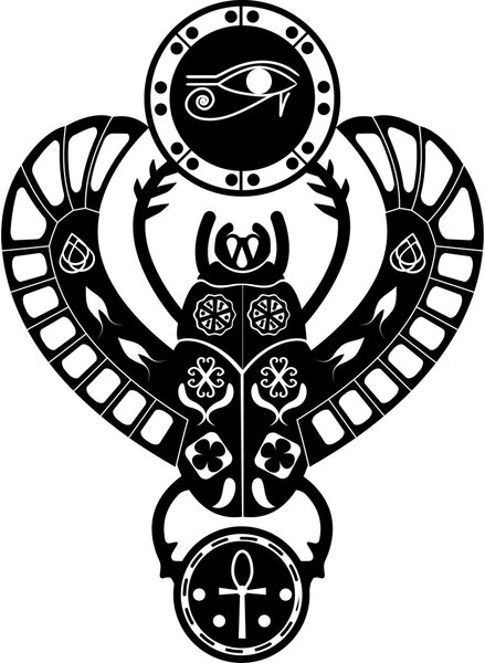 Black - White silhouette of the ancient Egyptian, symbol, amulet