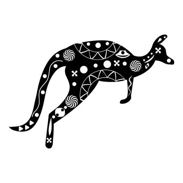Silhouette eines schwarz-weißen australischen Kängurus — Stockvektor