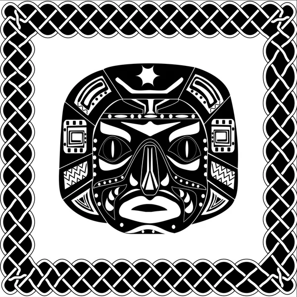 Силует чорно білі маски шаман рідний американський або африканських tr — стоковий вектор