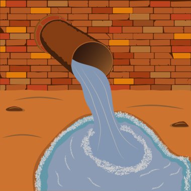 Wastewater flow from the sewer pipe clipart