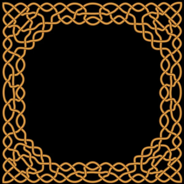 Gold, yellow ornament on a black background in Celtic and Arabic — Stock Vector