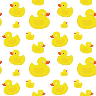 Beyaz arka plan üzerinde sevimli sarı ördekler sorunsuz vektör şekli