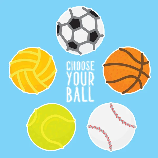 Sport ballen vector illustratie ingesteld op blauwe achtergrond — Stockvector