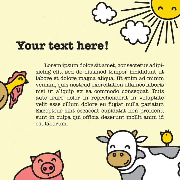 Bauernhof Tiere Rahmen für Buch Vektor Illustration — Stockvektor
