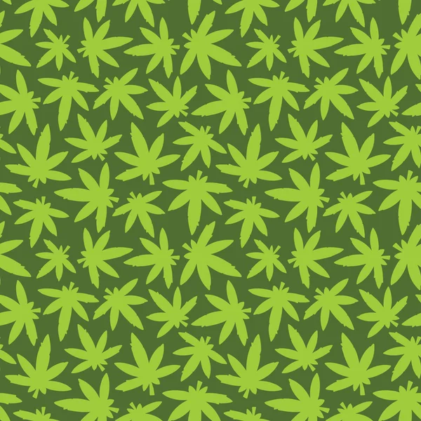 Marihuana ganja weed seamless vector pattern green — Stock Vector